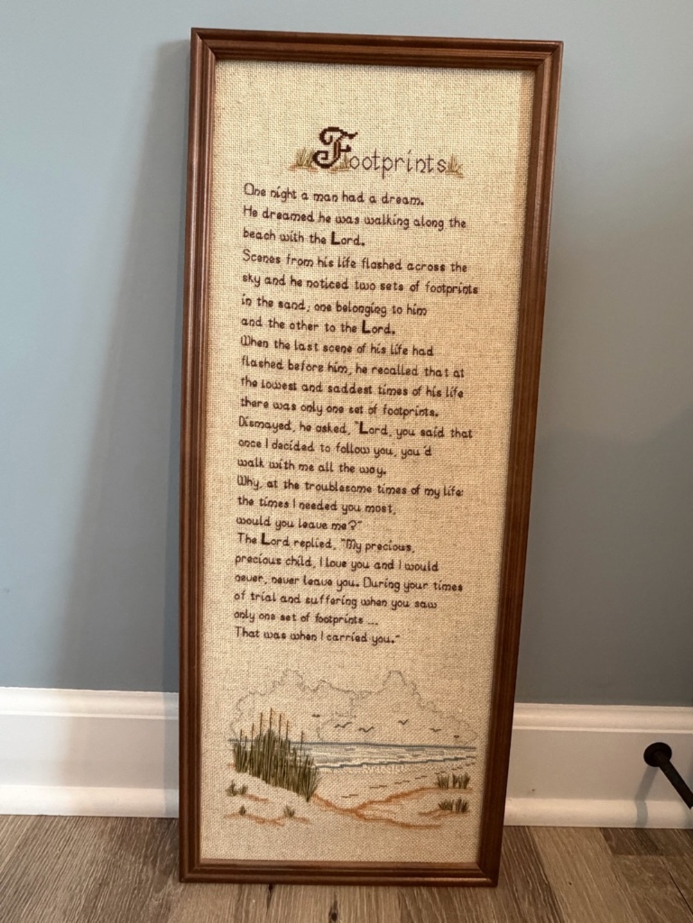 Vintage Cross-Stitch of the Poem Footprints